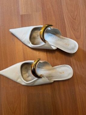 White & cream mules
